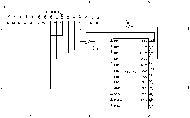 FT245とSD1602LCD